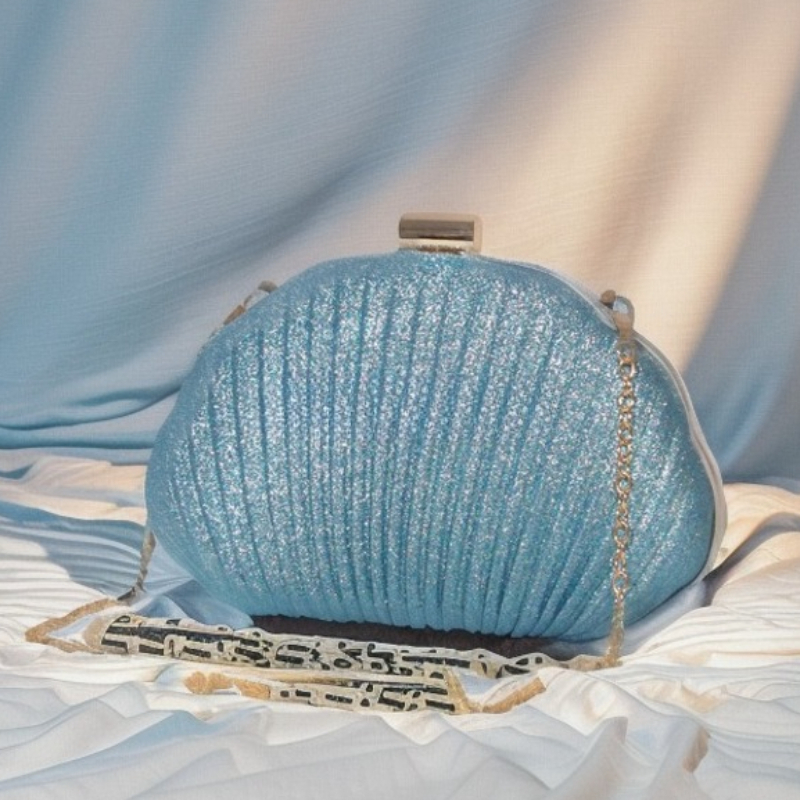 Luxury Bags Blue - Blue Shell Diamond Dinner Bag Women's