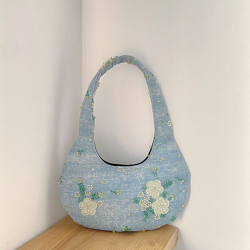 Luxury Bags Blue - 2026 Summer New Beaded Shoulder Bag