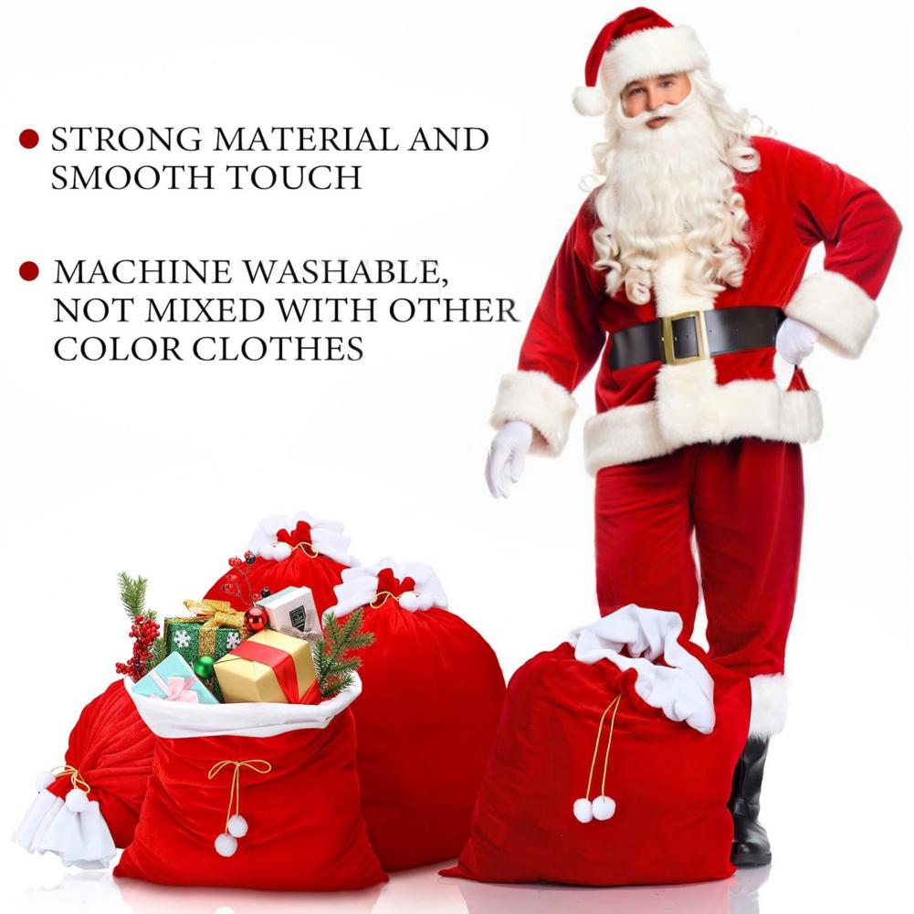 Luxury Xmas Bags - Drawstring Gift Pouches Luxury Velvet Santa