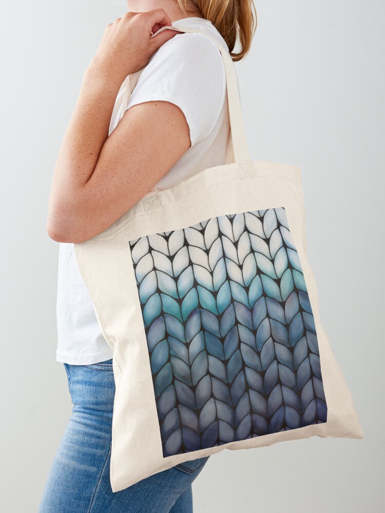 Luxury Bags Blue - Chunky Ocean Blue Faux Knit Tote
