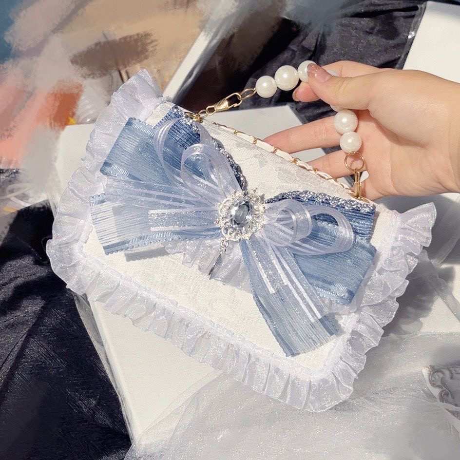 chain silver and blue lolita l - Luxury Bags Blue ulasan dan harga