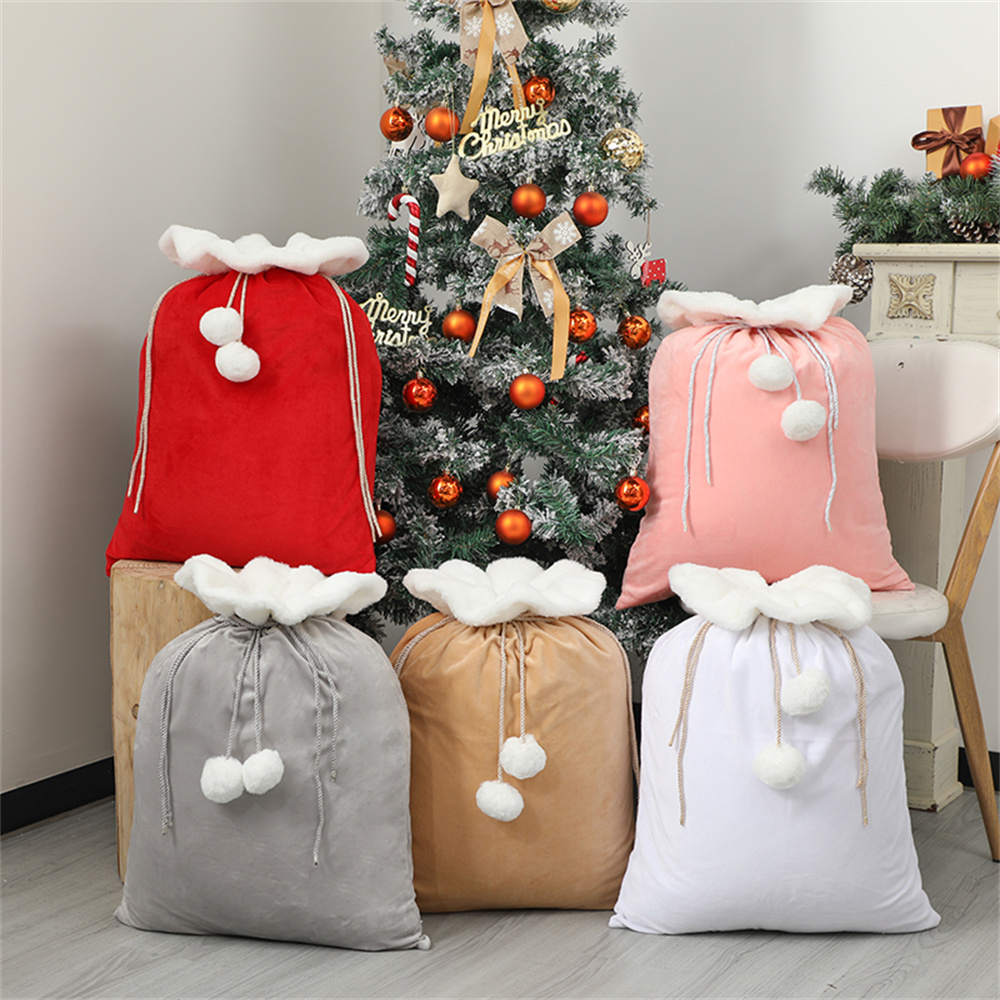 Plush Christmas Santa Sack Cor - Luxury Xmas Bags ulasan dan harga