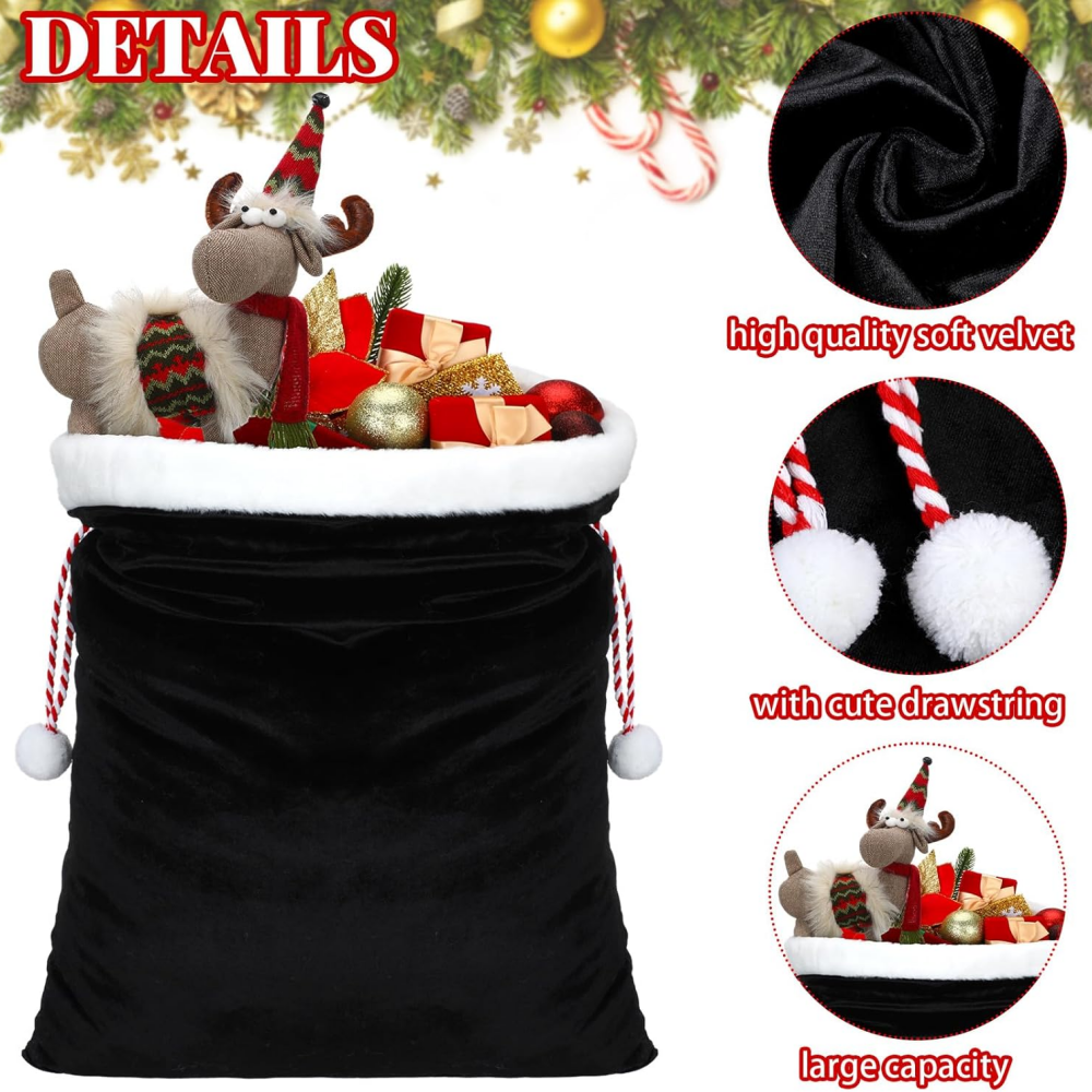 Black Santa Sack Bag Faux Fur  - Luxury Xmas Bags ulasan dan harga
