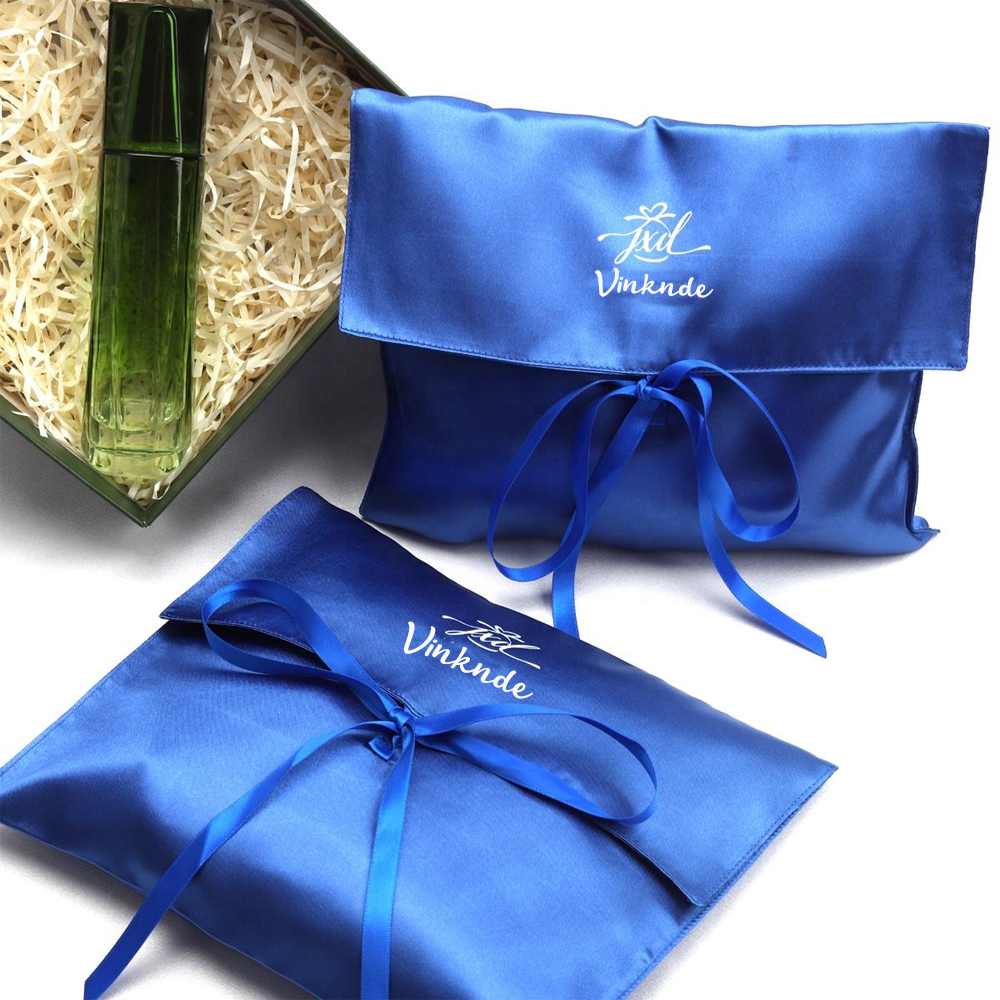Custom Brand Logo Satin Envelo - Luxury Bags Blue ulasan dan harga