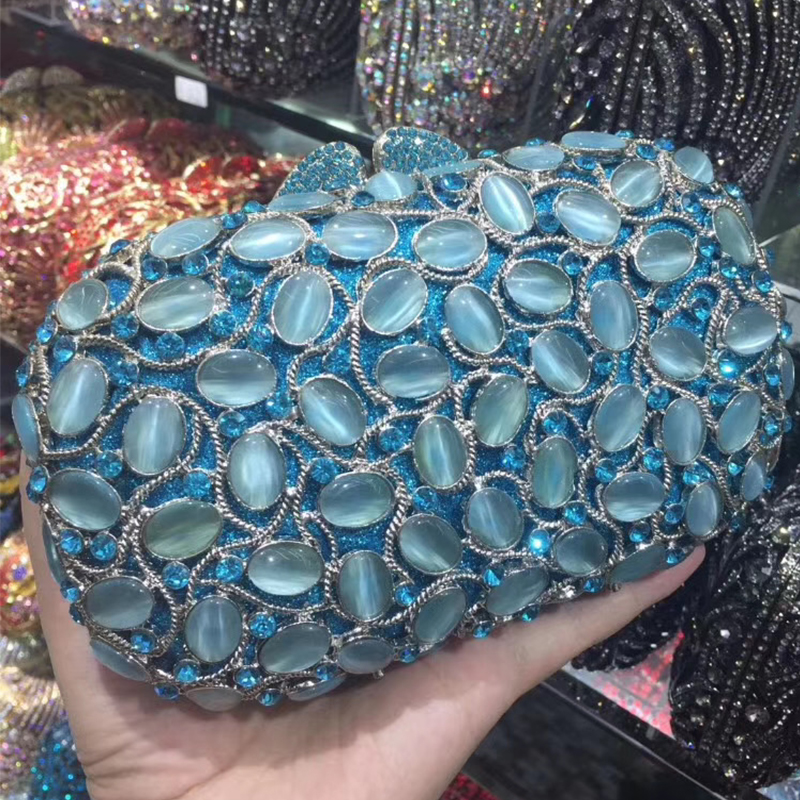 Large Stone Blue Evening Bags  - Luxury Bags Blue ulasan dan harga